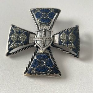 Silver/blue Brooch